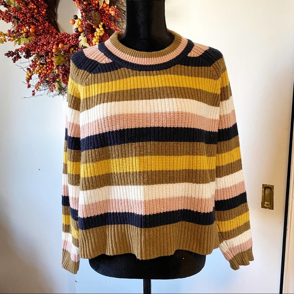 Madewell Striped Tilden Pullover Sweater Medium - Picture 5 of 13